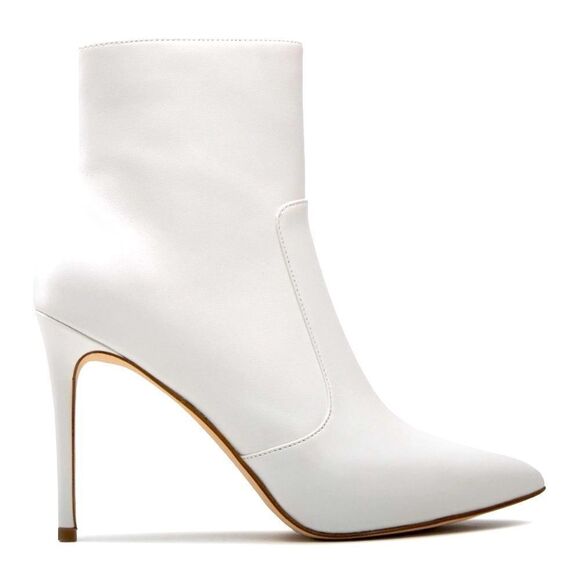 MICHAEL KORS Booties Real Leather Pointed Toe 4.5” Stiletto Heel White Size 9 - Picture 1 of 13